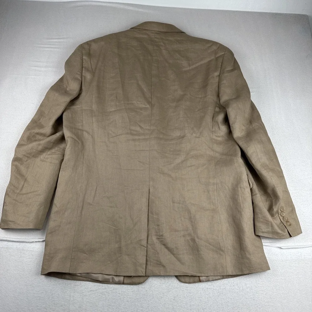Saddlebred Mens Tan 100% Linen Blazer Sport Coat 46L lightweight Breathable